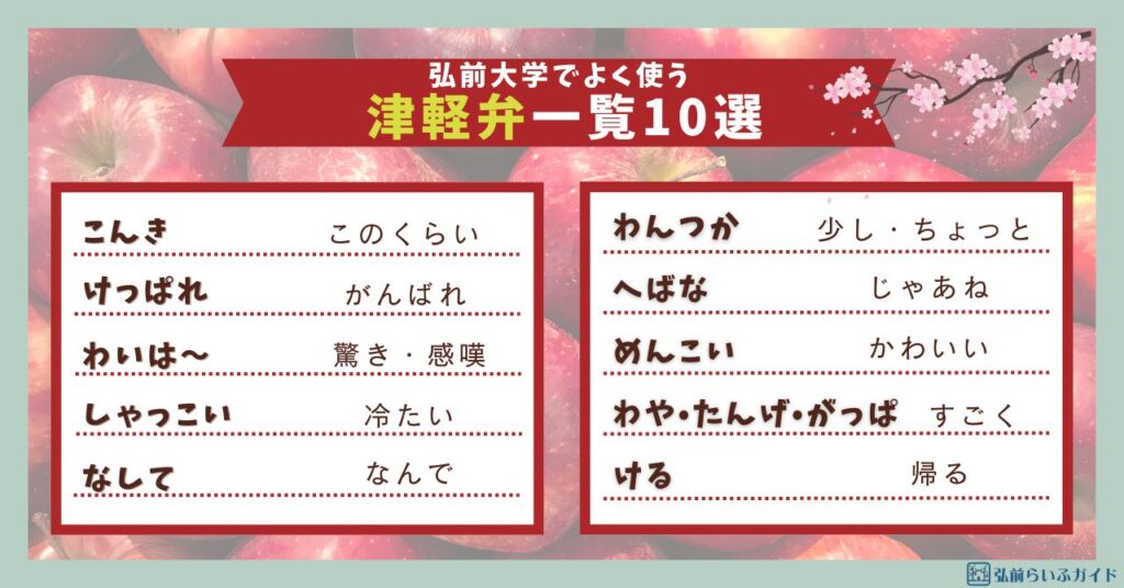 弘前大学で使われる津軽弁一覧表（意味・使い方つき）